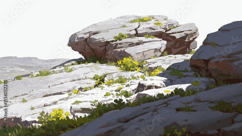 Geologic Whisper Rocks protruding above the ground isolated watercolor vector illustration svg