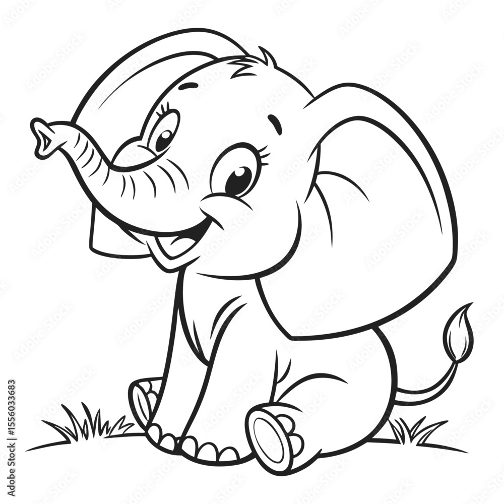 Fototapeta premium Sitting Baby Elephant Vector 