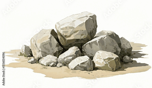 Grey Stone Rise Grey rock pile isolated watercolor vector illustration svg