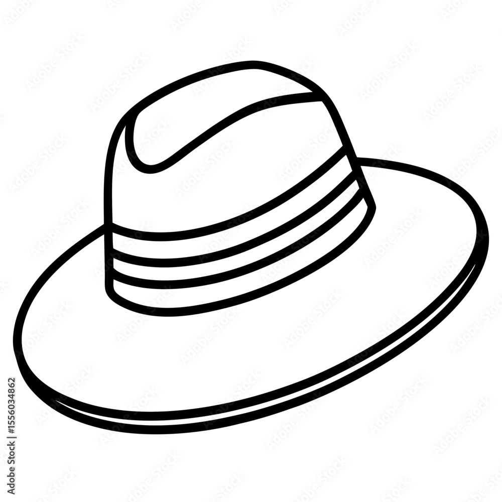 Minimal Summer Hat Line Art Vector Icon Minimal Summer Hat Line Art Vector Icon