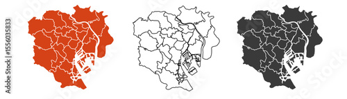 Fotografija Tokyo map – vector illustration of wards, streets, and city layout