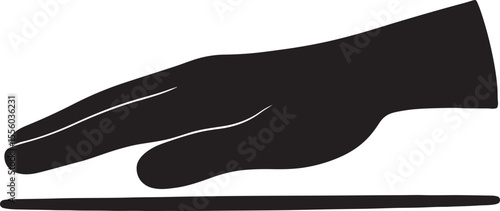 Fingers gently spread and touching an invisible flat plane, testing its texture vector silhouette art on white background