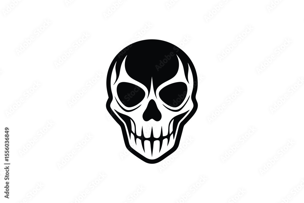 Spooky Skull Line Art Design on White Background Spooky Skull Line Art Design on White Background