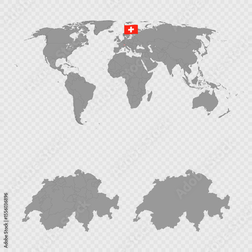 Switzerland Map Set with World Location.