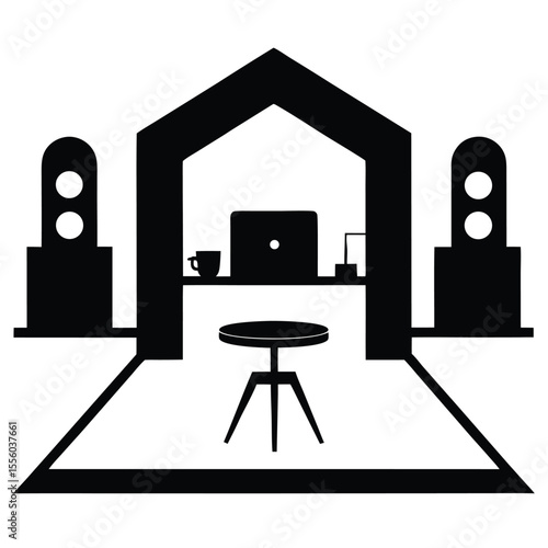 set of furniture silhouettes