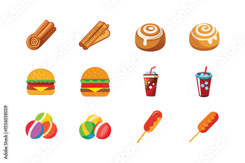 High quality fast food elements for food branding Color Vector illustration