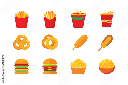 Modern fast food design set for visual content Color Vector illustration