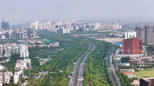 Wallpaper Mural Aerial drone shot showcasing a clean, well-planned road network in Noida. Torontodigital.ca