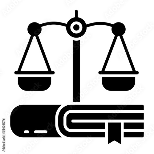 A solid design icon of law book