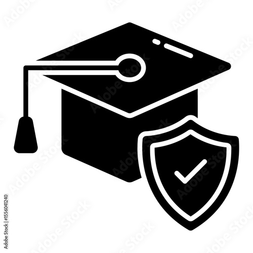 Conceptual solid design icon of secure education