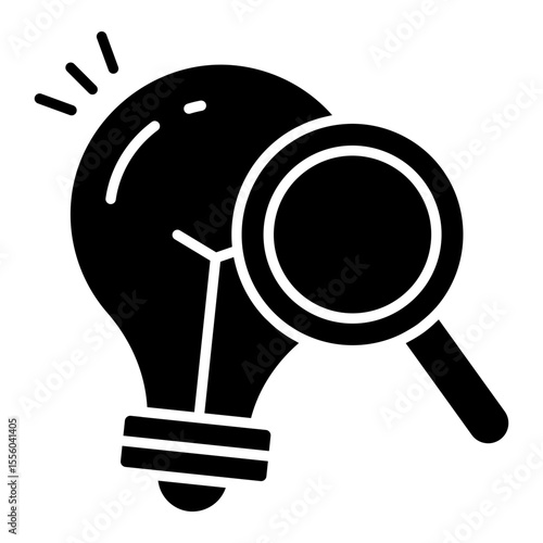 A solid design icon of search idea