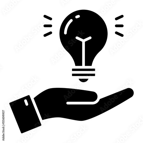 A solid design icon of idea care