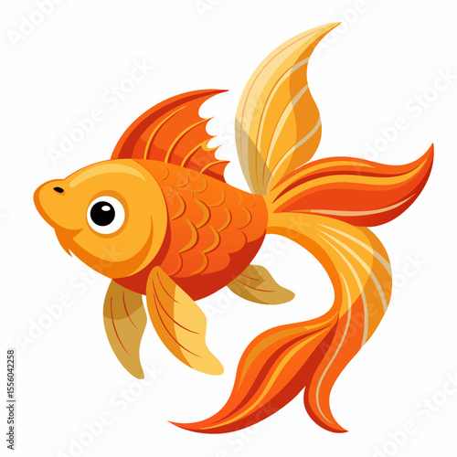 goldfish vector illustration, animal, isolated on white background