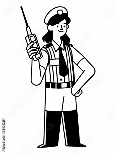 Female Security Guard Illustration Protecting and Serving