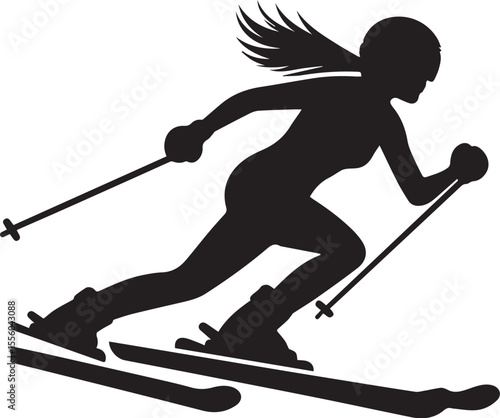 mountain skier speeding down slope