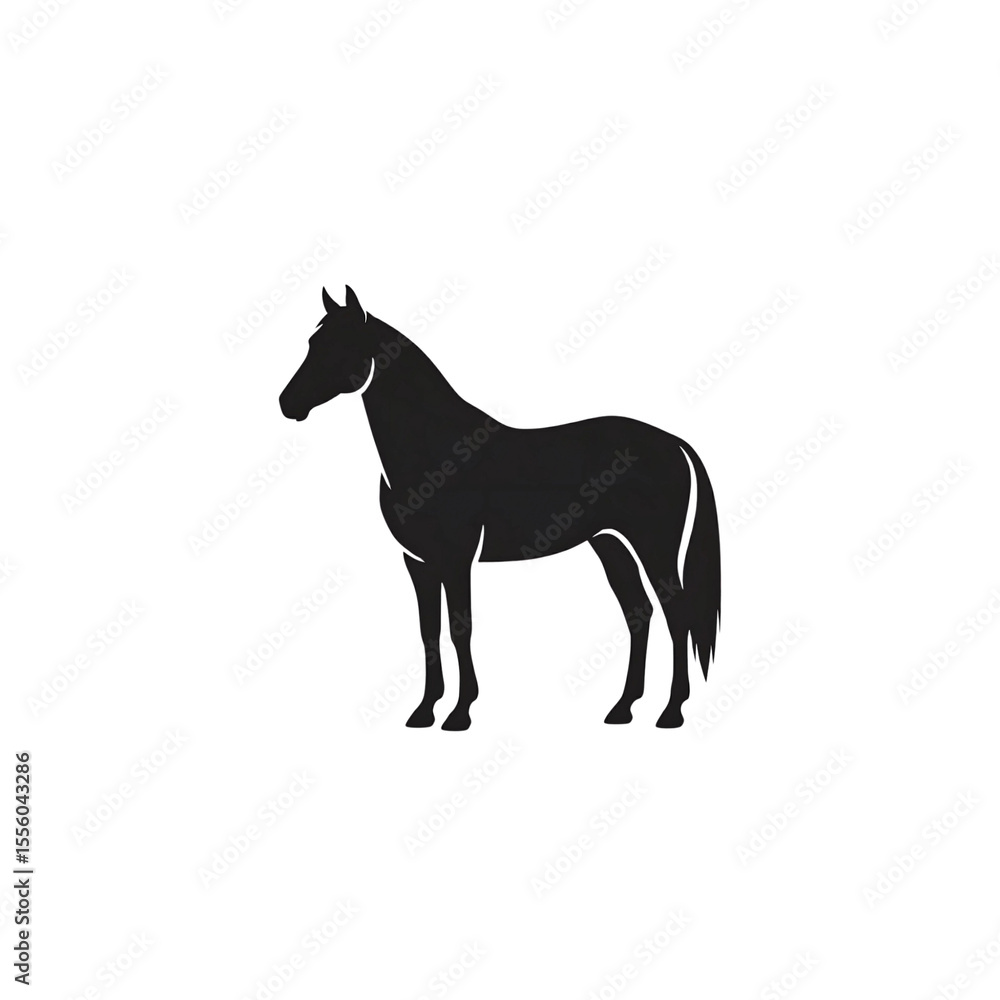 Black Horse Silhouette Vector – Minimal Equestrian Animal Icon on White Background Black Horse Silhouette Vector – Minimal Equestrian Animal Icon on White Background