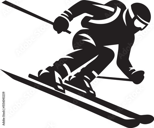 mountain skier speeding down slope