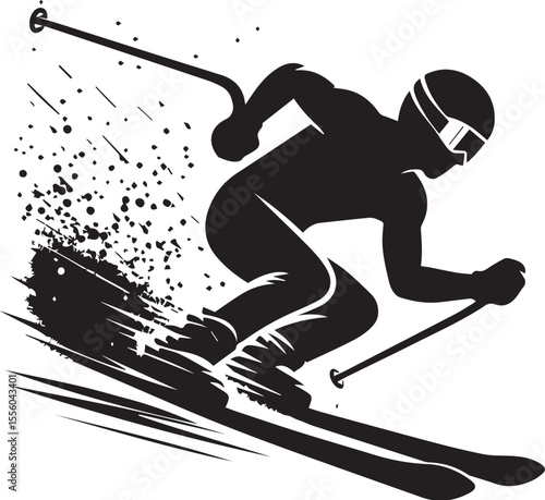 mountain skier speeding down slope