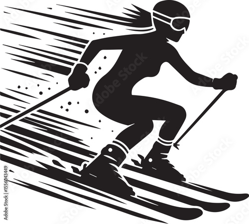 mountain skier speeding down slope