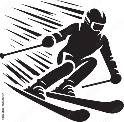 mountain skier speeding down slope