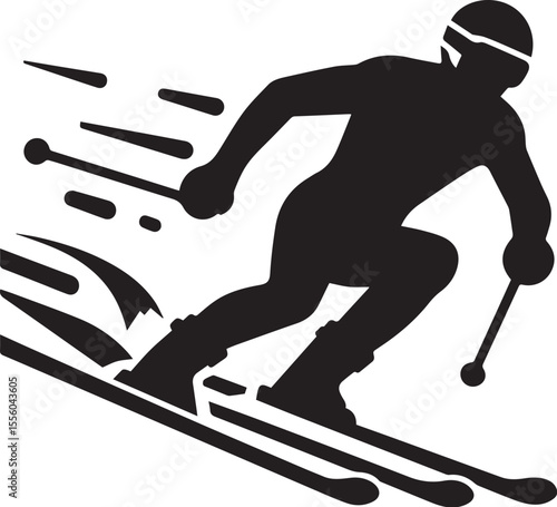 mountain skier speeding down slope