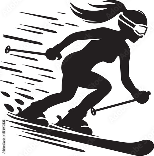 mountain skier speeding down slope