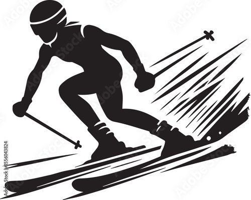 mountain skier speeding down slope