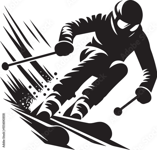 mountain skier speeding down slope