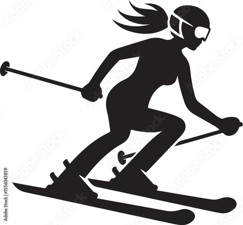 mountain skier speeding down slope