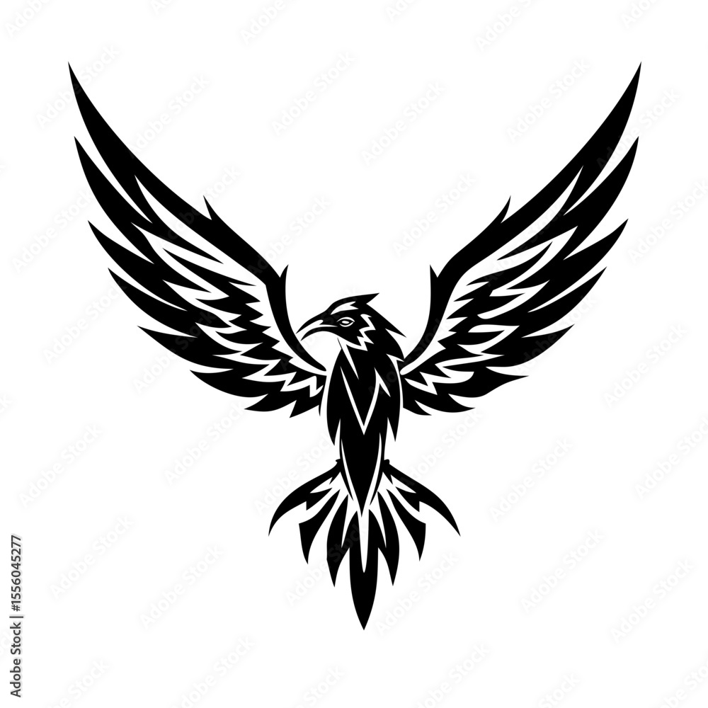 Fototapeta premium Tribal Eagle Tattoo Design Vector Logo with Detailed Wings