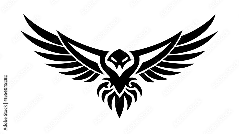 Fototapeta premium Tribal Eagle Tattoo Vector Logo Design with Detailed Wings