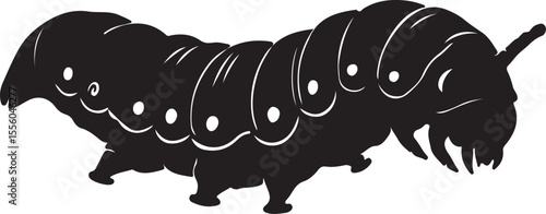 Bookworm insect in silhouette image white background.