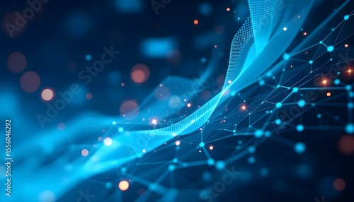 Minimalist tech background with geometric shapes and subtle glowing accents, cool blue and cyan color palette .