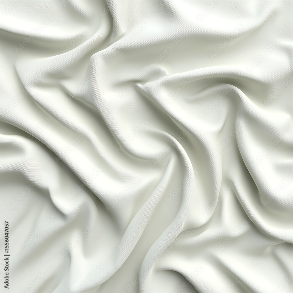 Obraz premium Soft Draped Fabric Elegant White Textile Texture, Isolated on White Background