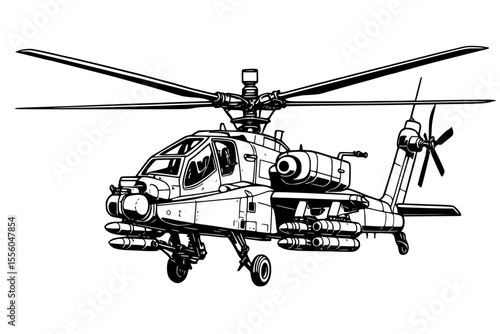 Vector Illustration of Military Attack Helicopter