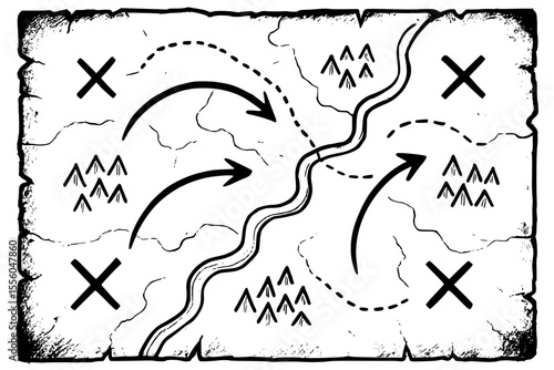 Vintage Battle Map Vector Illustration