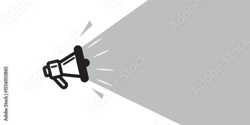 Shouting megaphone vector Black and white icon illustration on white background.