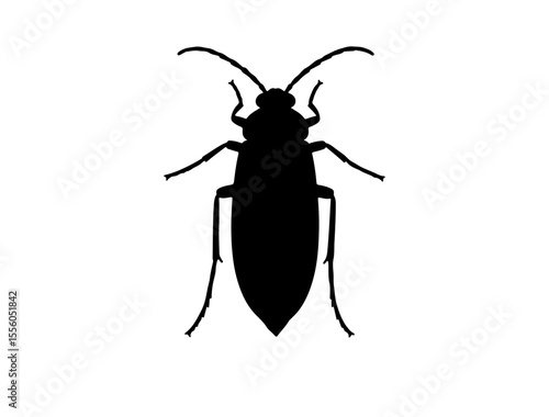 Full black vect of Red-bodied swallowtail insect in silhouette image white background.