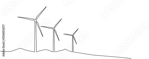 Simple  windmill line art vector.
