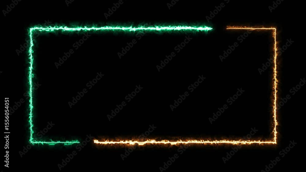 abstract glowing neon rectangle border frame animated on black ...