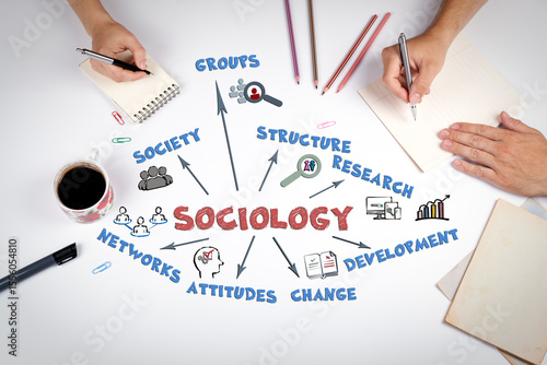 Foto Sociology Concept. The meeting at the white office table