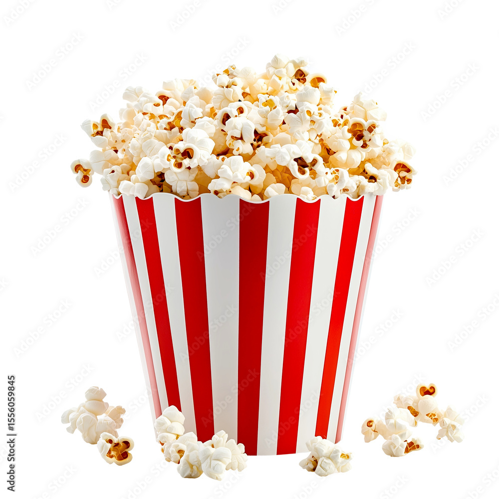 Popcorn in striped bucket isolated on a white background
Popcorn in striped bucket isolated on a white background