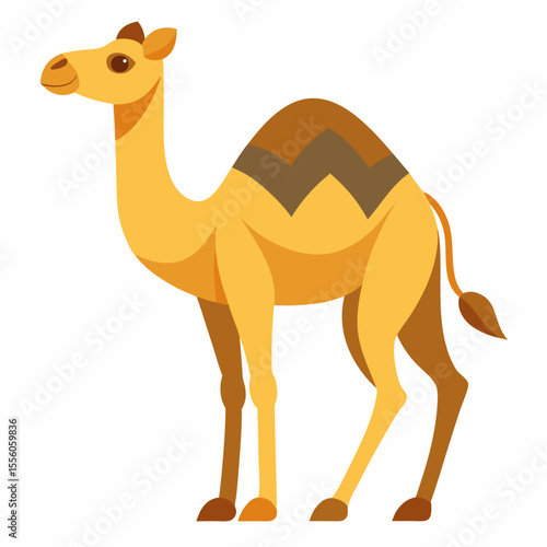 funny camel cartoon vector illustration, animal, isolated on white background