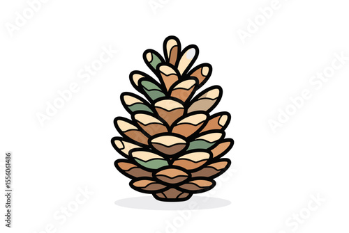 Stylized Pine Cone Illustration with Earthy Tones, a Natural and Decorative Element for Design Projects