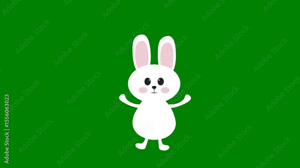 A white rabbit on green background and green screen animated chromakey background emotion style depth creative gesture layers cartoonish motion composition movement colorful scene frame A white rabbit on green background and green screen animated chromakey background emotion style depth creative gesture layers cartoonish motion composition movement colorful scene frame