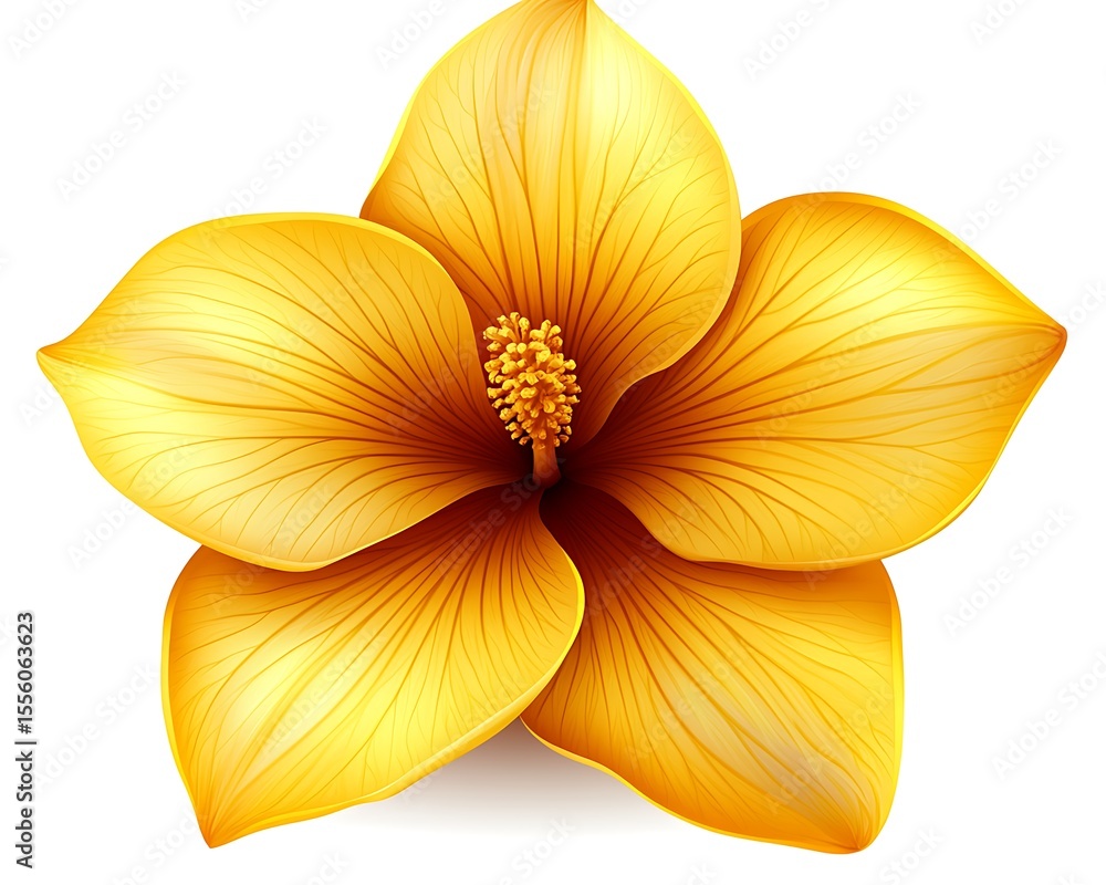 Obraz premium A beautiful yellow flower with large petals blooms on white