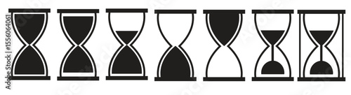 Hourglass icon set. Sandglass symbol, Reload hourglass timer icon vector. Hourglass stopwatch timer.