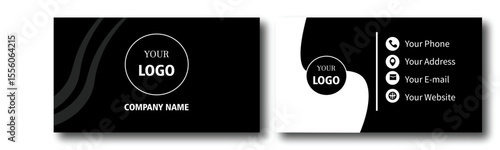vector illustration of a black and white visiting card
