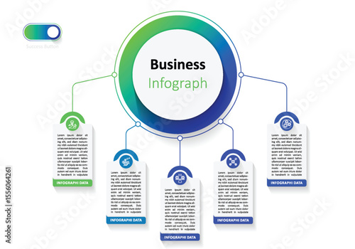Business Infographic with Circle Diagram and Data Visualization