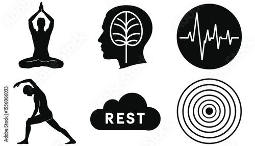 Black silhouette vector set featuring a man and a white cat, perfect for web icon, logo, and communication design elements
